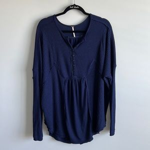 Free People Navy Blue Blouse